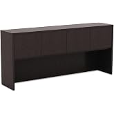 Alera Valencia Series Hutch with Doors, 4 Compartments, 70.63w x 15d x 35.38h, Espresso