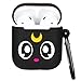 Logee Black Sailor Moon Case for Apple Airpods 1&2,Cute Character Silicone 3D Funny Cartoon Airpod Cover,Soft Kawaii Fun Cool Animal Skin Kits with Carabiner,Unique Cases for Girls Kids Women Air pods