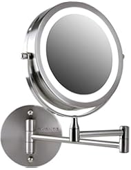 Ovente Wall Mount LED Lighted Makeup Mirror, Battery Operated, 1x/10x Magnification, 7