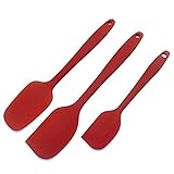 Silicone Spatula Utensil 3-Pieces Set WYgroup Premium-Resistant Cooking Utensils With Comfortable Wide Handle&Hygienic Solid Coating 3 Piece Spatula Set (red)