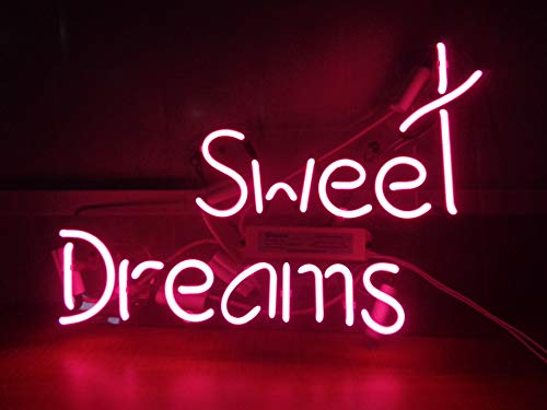 Sweat Dreams Acrylic Board Neon Sign 17"x13" Real Glass Neon Sign Light for Beer Bar Pub Garage Room neon Signs for Bedroom Novelty neon Signs neon Wall Signs