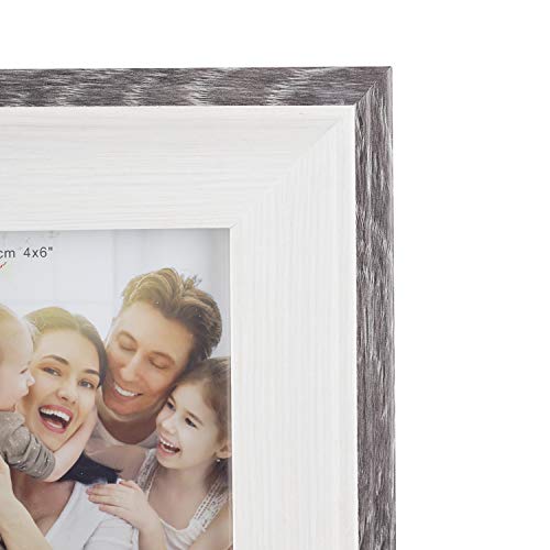 Wood Photo Frames, SasaAccueil Vintage Wooden Rustic Picture Frame Set with High Definition Glass for Wall Mount Table Top Display Unique Durable 3 Pack (Gray Border, 4x6\'\')