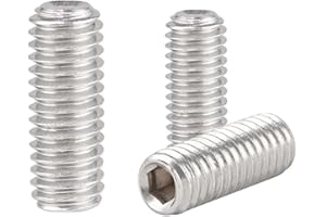 YGTGZ M8-1.25x60mm Hex Socket Set Grub Screws,Headless Cup Point,Flat Point Grub Bolt,Internal Hex Drive,304 Stainless Steel,Headless Concave End,Metric External Thread,for Towel Rack Door Knob,Pack of 6