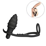 Sexbaby Anal Plug 10 Speed Prostate Massager Vibrating Waterproof Sex Toys for Man with 2 Erection Enhancing Cock Ring, 4 Ounce
