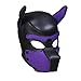 Zhengya Full Face Mask Dog Puppy Hood Leather Helmet Removable Mouth Cosplay Costume Party Props£¨Black&Purple