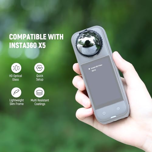 NEEWER ND Filters Compatible with Insta360 X5, ND16 Lens Filter Set, 4 Stops Light Reduction Screw On Auto Detect Multicoated Optical Glass Neutral Density, Action Camera Accessories, 2 Pack