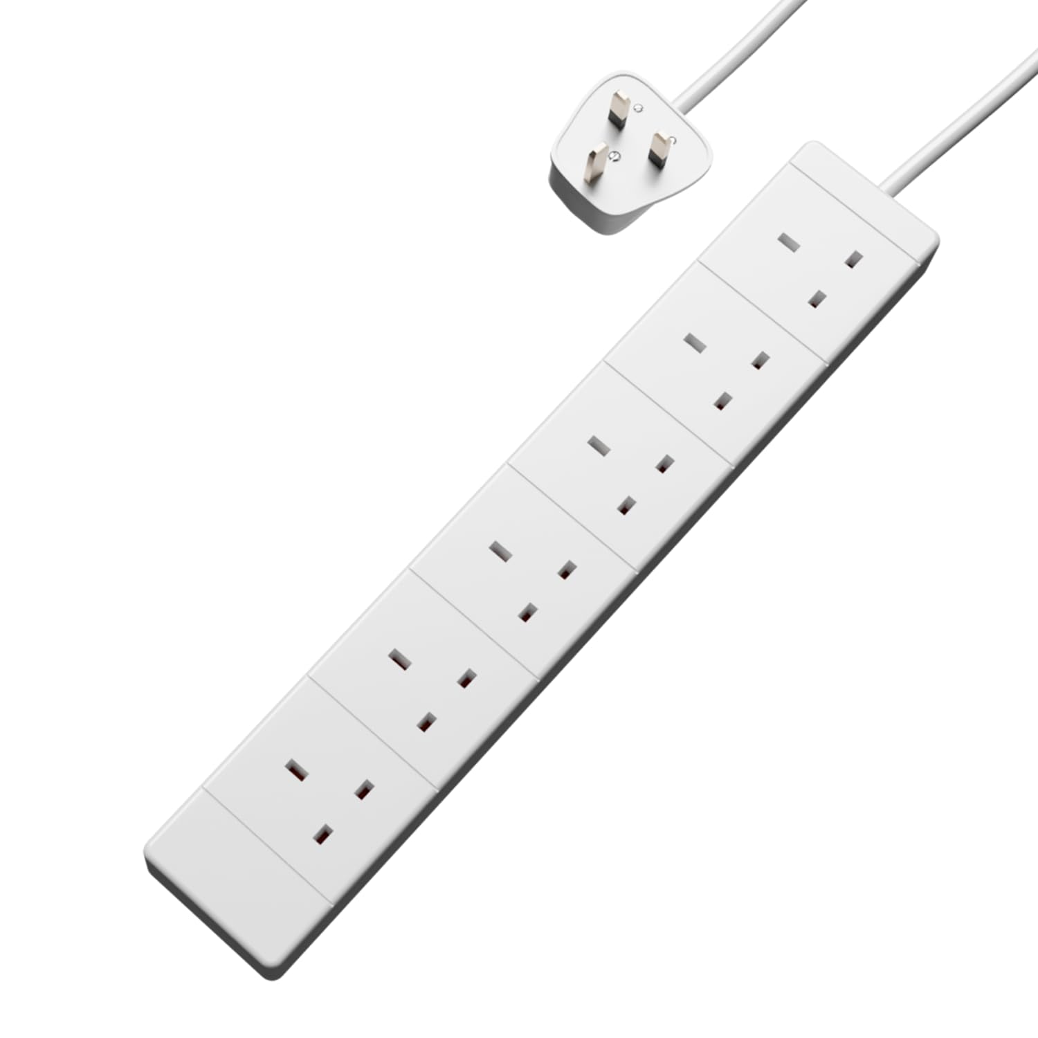 rhinocables White 13A Extension Lead | UK 6-Socket Cable for Reliable Home & Office Mains | BS1363/A Certified 230V Power Wire, White (0.5m) — image 1