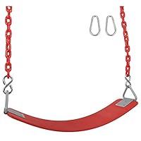 Swing Set Stuff Inc. Commercial Polymer Belt Seat with 5Coated Chain & SSS Logo Sticker... Commercial Polymer Belt Seat Coated Chain, Red