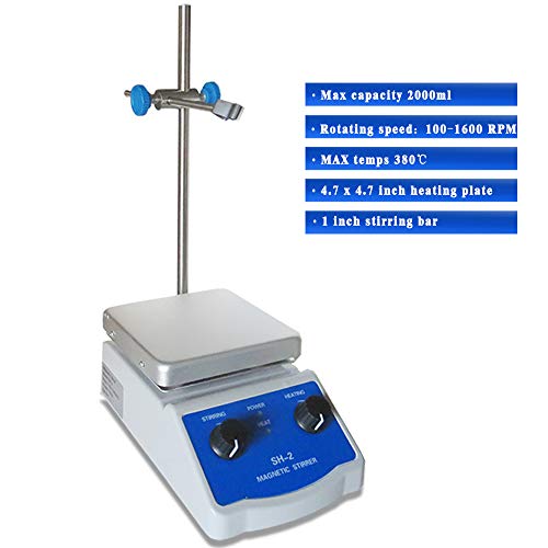 Magnetic Stirrer Hot Plate and Lab Hot Plate,100-1600RPM,Max 380Â°C,Dual Control,for Lab Liquid Mixing Heating SH-2