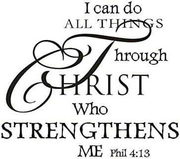 YIYEZI I CAN DO Window Wall Decals Removable Stickers Art Vinyl Mural Christian Belief Bibliography Proverbs (Black)