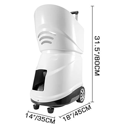 Happibuy Portable Tennis Ball Machine-APP Control Count-5 Out Modes-29 Out Lines-Custom 1-20 Point-Adjust 20-140 km per h-40 Pounds-Lasting 6-8 Hours-150-Ball Capacity (TS-03)