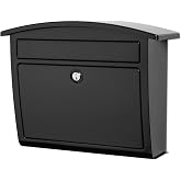 Architectural Mailboxes Dal Rae&trade; Locking, Wall-Mounted Mailbox for Outside, Metal Galvanized Steel Medium Mail Box with Lock and Key Drop Box, Black