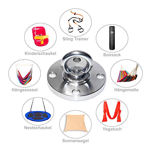 MEGAVERSAL Premium Edelstahl Halterung bis 250 kg | Befestigung für Hängesessel Hängematte Boxsack Liebesschaukel Sling… – Bild 7