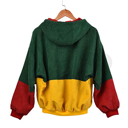 image for GOVOW Corduroy Oversize Jacket for Women Long Sleeve Patchwork Shirts 