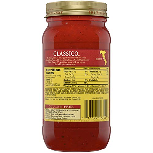 Classico Spicy Red Pepper Tomato Pasta Sauce (24 oz Jar) - Thumbnail 7