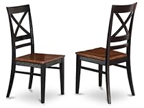 East West Furniture QUC-BLK-W Dining Room Chair Set with X-Back, Black/Cherry Finish, Set of 2