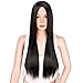 AISI HAIR Straight Long Black Wig Middle Part Synthetic Hair Natural Looking Full Wig Heat Resistant Fiber Wigs for Black Women