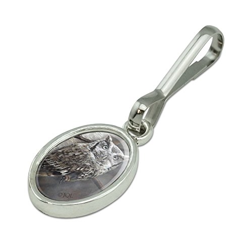 Graphics and More Screech Owl in a Birch Tree Antiqued Oval Charm Clothes Purse Suitcase Backpack Zipper Pull Aid