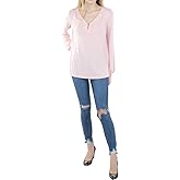 Kasper Womens Keyhole V Neck Pullover Top Pink S