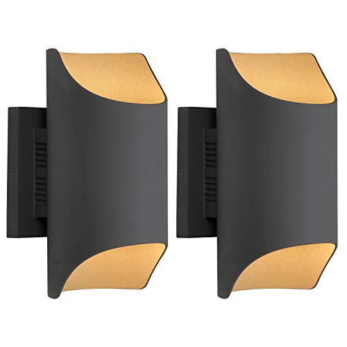 LED Aluminum Outdoor Wall Sconce, LMS Up and Down Outdoor Wall Mount Light Fixture, 11W COB LED 3000K Warm White Sanded Dark Gray Finish, Pack of 2, LMS-WL2