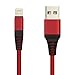Pur Tech Power Line+ Apple MFI Certified Braided Rugged Jacket Sleeve Lightning Cable for Apple iPhone X, 8, 8 Plus, 7, 7 Plus, 6s, 6s Plus, 6, 6 Plus, 5s, 5, 5c (Red / 1PK)