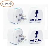 YOQXHY EU AU UK to USA Japan Canada Converter Travel Power Plug Adapter,4-Pack, (USA-3-Pin)