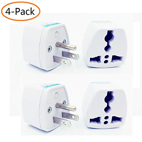 YOQXHY EU AU UK to USA Japan Canada Converter Travel Power Plug Adapter,4-Pack, (USA-3-Pin)