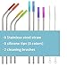 LOVKITCHEN Set of 8 Reusable Stainless Steel Straws with 1 Pouch,2 Cleaning Brushes,8 Silicone Tips, Eco Friendly Extra Long Metal Straws Drinking for 20 & 30oz Tumblers