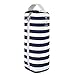 JEMIA Single Compartments Collection 1 Independent Zipper Chambers with Handle Strap Carrying Case (Blue White Stripes, Canvas, Medium)