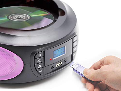 Lauson LLB999 Draagbare CD-Speler Multicolor LED-Verlichting, Digitale FM-Radio en LCD-Scherm | USB-Speler Speelt MP3… - Afbeelding 6