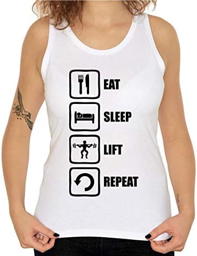 Atprints Eat Sleep Lift Repeat Sportsman Logo Women's Tank Top T-Shirt
