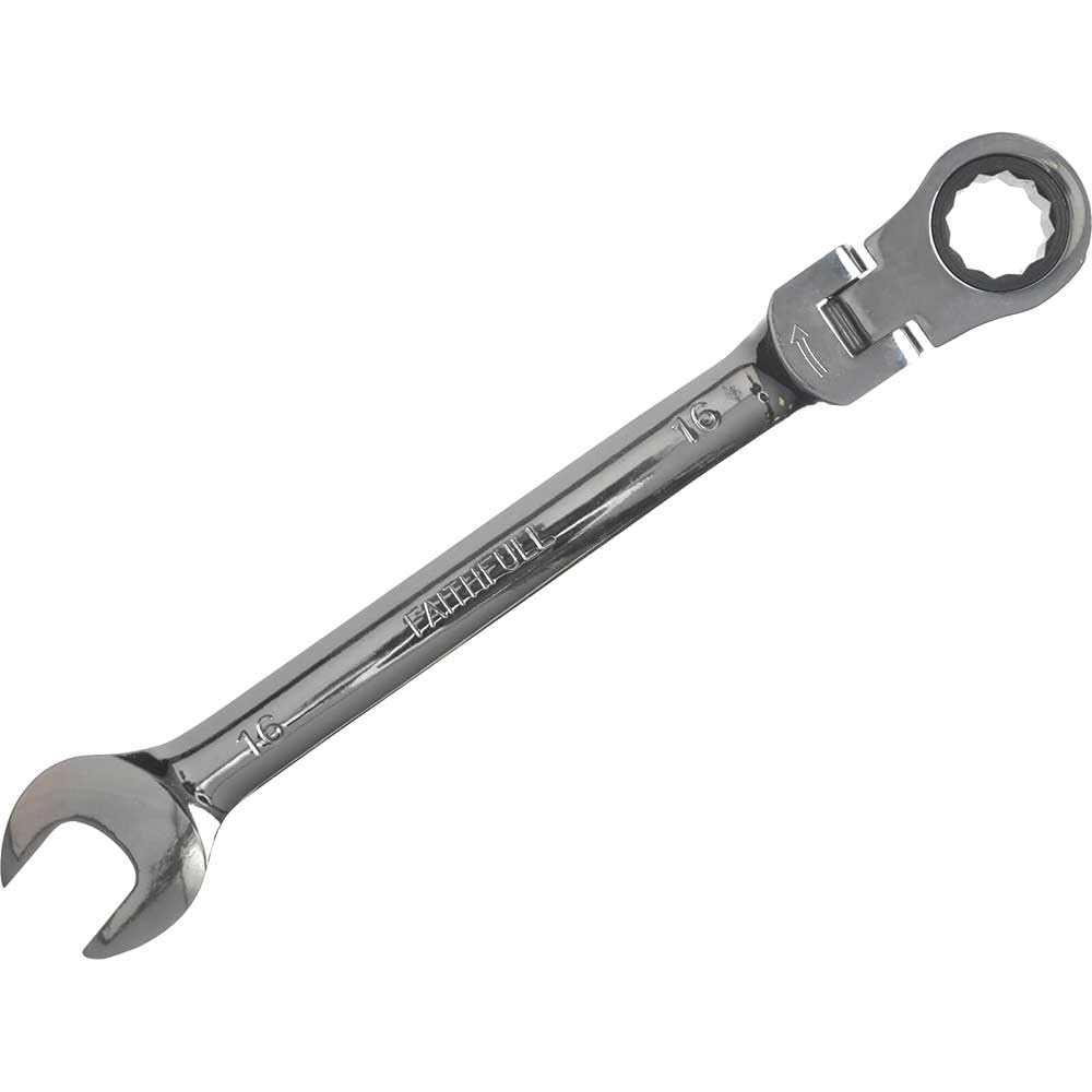 Faithfull 16mm Flex Head Ratchet Combination Spanner Multi Colour