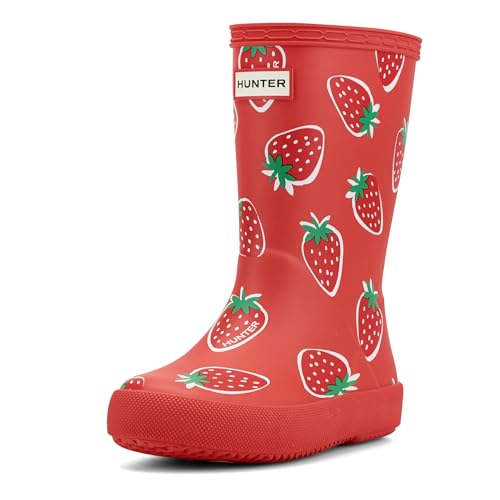 Hunter Kids First Classic Rain Boots, Red Strawberry Print, 5 Toddler at Amazon