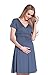 Happy Mama. Women's Maternity Jersey Flare Baby Shower Dress Short Sleeves. 108p (Blue Grey, US 6, M)