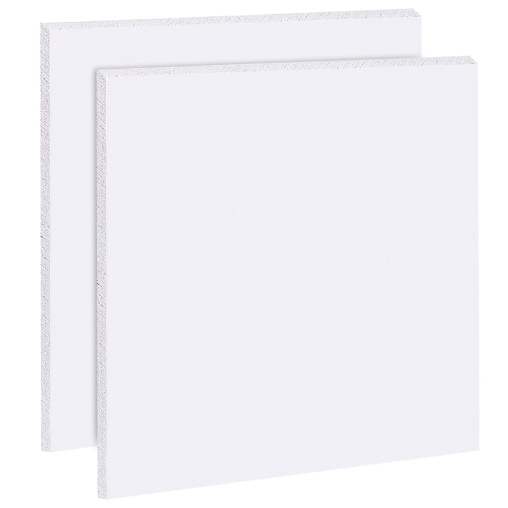 BENECREAT 2pcs PVC Foam Board Sheet, 30x30cm Square White Foam PVC Plates Plastic Sheets for Crafts, Modelling, Art, Display, School Projects, 5mm Thick