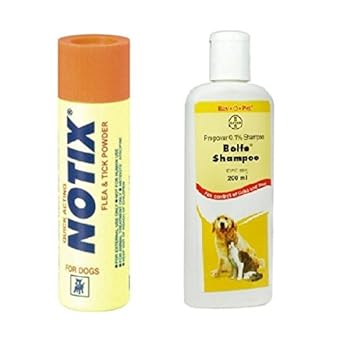 NAP PET INDIA Notix-P Anti-Tick and Flea Powder with Bayer'S Bolfo Shampoo (100 g x 200 ml) -Pack of 2