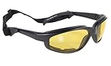 Pacific Coast Freedom Padded Riding Sunglasses with Detachable Strap (Black Frame/Yellow Lens)