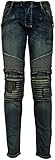 Angel Cola Men's Biker Slim Straight Fitted Distressed Washed Cotton Jeans