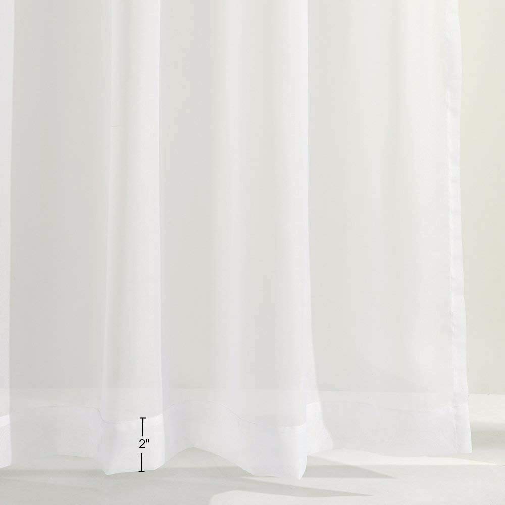 PRAVIVE Outdoor Sheer Curtain Panels - Elegant Waterfroof Tab Top Indoor/Outdoor Drapes/Pergola Shades/Gazebo Blinds for Patio Privacy (2 Tiebacks Included), Off White, 54 W X 96 L, Set of 2