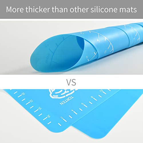Non-Slip Silicone Pastry Mat with Measurements for Silicon Baking Mats, Non-Stick Dough Rolling Mat, Kneading/Place Mats, Fondant/Sugarcraft/Pie Crust Mat by Super Kitchen (15×20, Blue) - Thumbnail 3