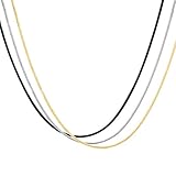 Areke Stainless Steel Snake Chain Necklaces for Women Men Set of 3 Pcs Black Gold Silver 14 - 36 inches