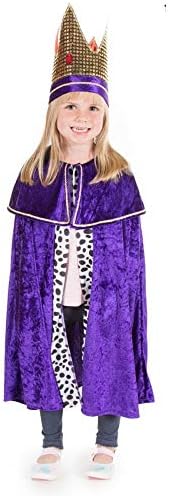 King Fancy Dress Costume for Kids, Cloak and Crown, 3-7 Years