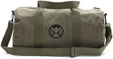 Agents of Shield Logo Sport Heavyweight Canvas Duffel Bag in Olive & Black, Medium