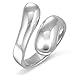 Mimi Sterling Silver Contemporary Design Elongated Teardrop Spoon Ring Size 5, 6, 7, 8, 9, 10, 11