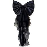 Detachable Satin Bow for Wedding Dress Bowknot with Irregular Tulle Tail