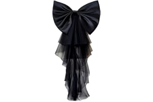 SAQULOPR Detachable Satin Bow for Wedding Dress Bowknot with Irregular Tulle Tail