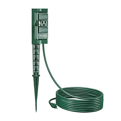 DEWENWILS Outdoor Power Strip Stake, Waterproof Yard Stake Switch, 10 Ft Long Extension Cord, 3 Grounded 180&deg; Rotatable Outlets for Garden, Pool, Fountain, Pumps, Balcony, 15A/1875W UL Listed
