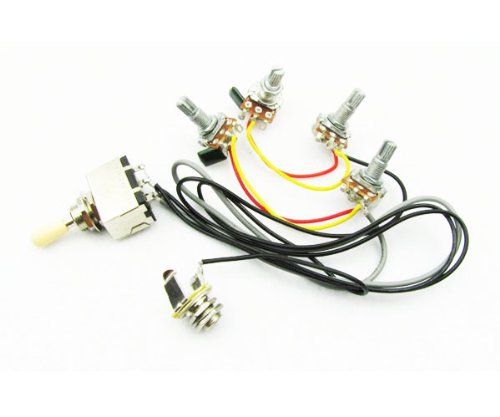 IKN Wiring Curcuit with 3 Way Box Toggle Switch,2V2T B500K Long Pots,Output Jack for LP Guitar