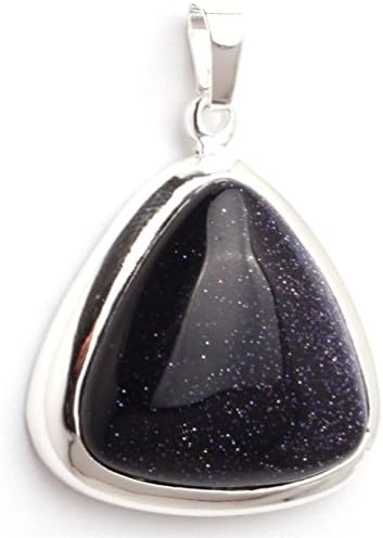 GEM-inside 29x38mm Triangle Blue Blue Sand Stone Beads Marcasite Silver Base Pendant