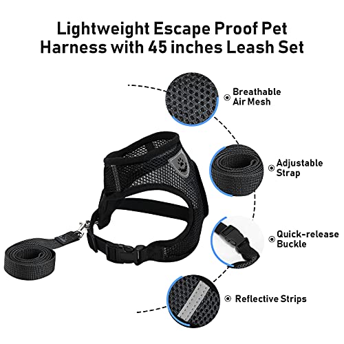 Cat Harness and Leash Set Escape Proof Adjustable Soft Cat Puppy Vest
